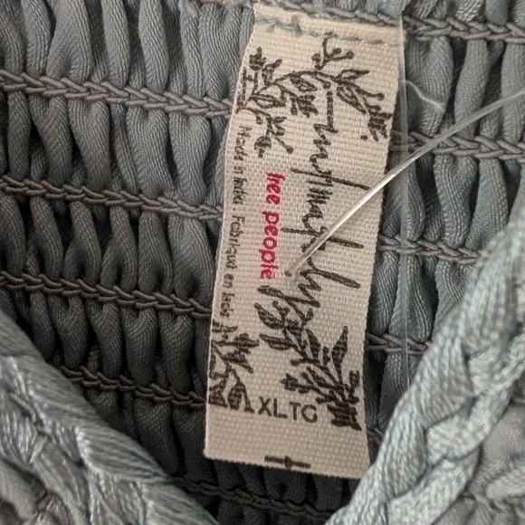 Intimately Free People Dusty Blue Smocked V-Neck Lyric Cami Top XL y2k NEW - Picture 5 of 8